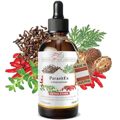 ParasitEx Kräutertinktur 100 ml – bei bestehender Parasitenkur – 1:1 Extrakt mit Wermut, Berberitze, Schwarznuss, Thymian, Nelken – Darmreinigung & Detox – vegan, hochdosiert, pflanzlich