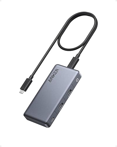 Anker Hub USB C, concentrador USB C Anker 343 (7 en 1, HDMI 4K dual) con entrega de energía de 100 W, puertos HDMI 4K duales, un puerto ascendente