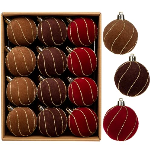 24er Set Weihnachtsdeko Samt Weihnachtskugeln – Ø 6CM Bruchsichere...