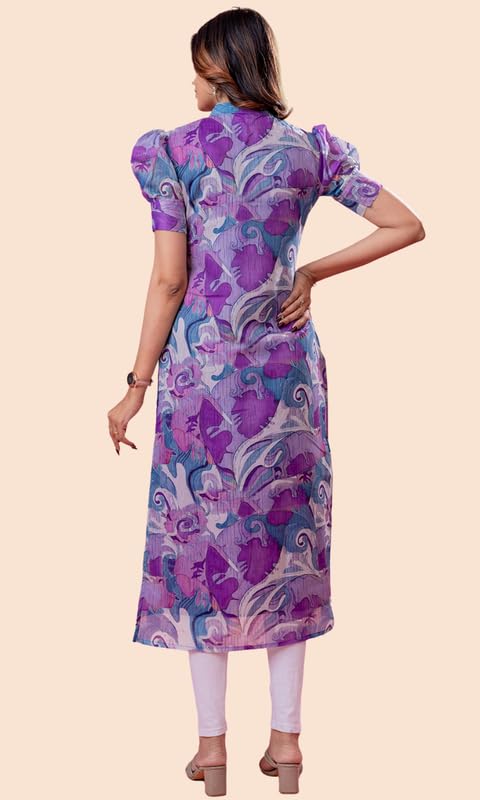 Image of Sun Fashion And Lifestyle Women's Chanderi Stitched Printed Kurta for Women