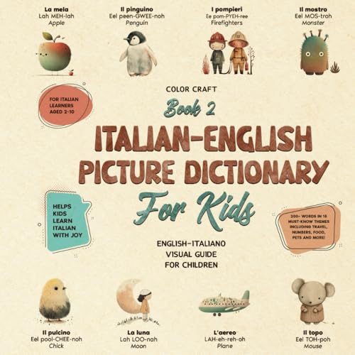 Italian-English Picture Dictionary: Illustrated Bilingual Book For Kids to Learn Italian Quickly and Easily: A Bilingual Visual Guide For Children (Kids' Language Learning Books)
