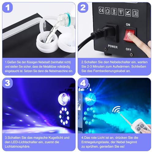 Máquina de humo 700W con control remoto inalámbrico, efectos de iluminación RGB para escenario, fiestas y DJ miniatura 5