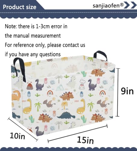 Image of Sanjiaofeng Rectangular Dinosaur Basket,Baby Storage Bins with Handles,Dirty Clothes Basket,Kids Book bin,Dinosaurs Room Decor(Tropical Dinosaurs)