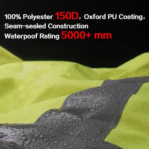 Image of Reflective Rain jackets for men waterproof,Hi Vis Rain Coat With 3M Reflective Strips，High Visibility Class 3 Rain Gear With 2 large pockets，Zipper,Black Bottom Lime,Small