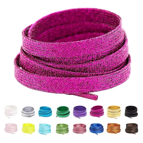 Image of Booyckiy 3 /4 inch Wide Satin Ribbon Shoelaces Flat Colorful Shoe Laces for Women Girls