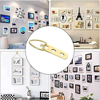Image of D Ring Picture Hangers 90mm x 15mm Hardware Assortment Kit, for Home Decoration Hanging Clock Paintings Artwork Creative Picture Frame Photo Hanging Solutions Gold Tone 10pcs