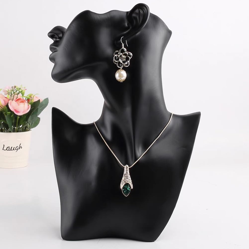 Lot de 2 présentoirs à bijoux pour tête de buste, boucles d'oreilles, mannequin, main, bracelet, bague - Noir