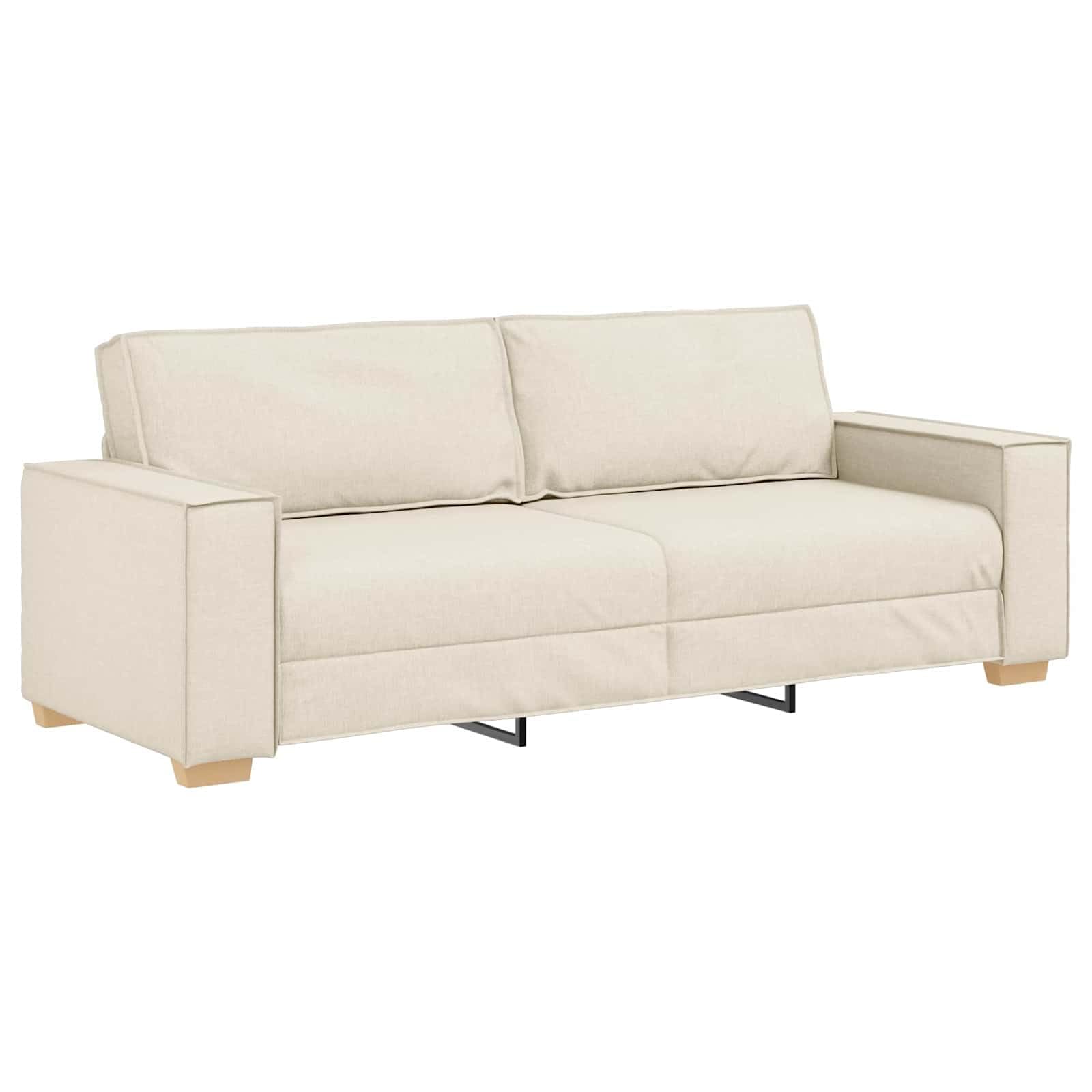 Juego de sofá de 2 piezas, color beige, moderno sofá de mezcla de lino, sofá tapizado de 3 plazas y 2 plazas para salón, marco de metal estable, acolchado cómodo