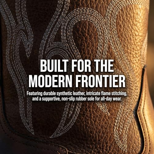 Men's Black Leather Western Cowboy Ankle Boots, Embroidered Flame Design, Side Zipper, Pointed Toe (brown, standard, Adult, Men, 13, Numeric, US Footwear Size System, Medium) — view 5