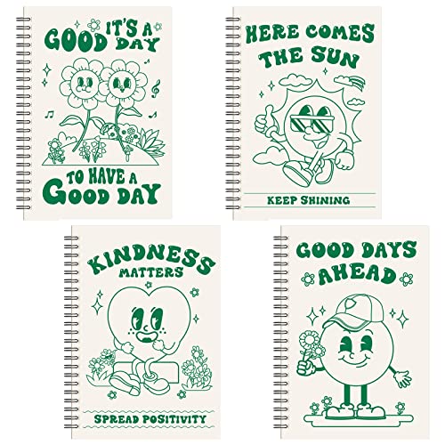Carnet à spirales rétro Teling A5 ligné pour bureau et rentrée scolaire lot de 4