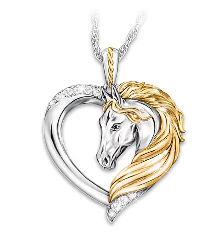 The Bradford Exchange Horse Pendant Necklace with Dazzling Crystals Sculpted Horse Art and 18K Gold-Plated Accents