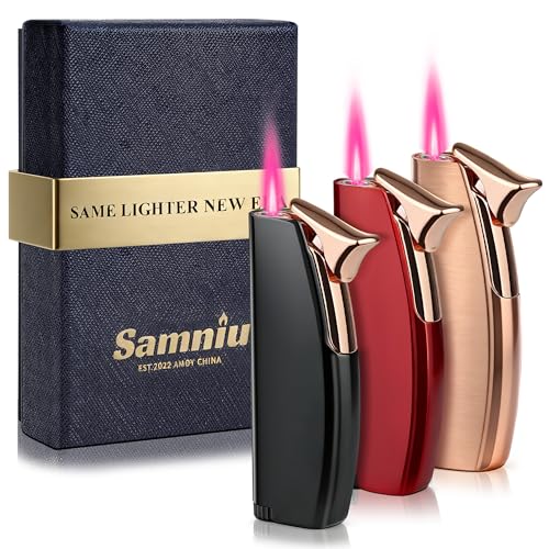 Pack de 3 Encendedores Mini Antorcha con Llama Rosa miniatura 1