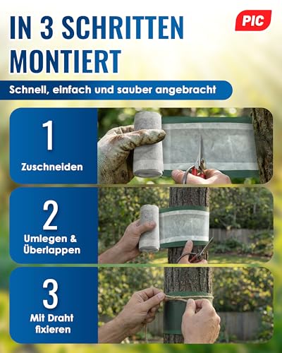 PIC Leimringe für Obstbäume selbstklebend - 5 Meter Leimring, stammschutz für obstbäume - Baumschutz, Baumleimring gegen Ameisen Raupenleim für Obstbäume als Ring, Baumstamm Schutz 5