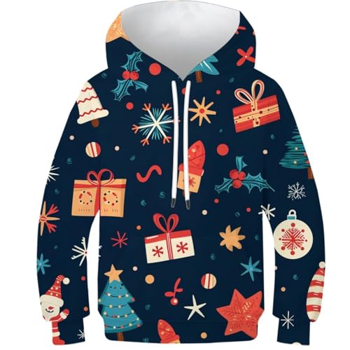 Hoodies imprimés 3D enfants 9-11 ans, vêtement pull à manches longues et poches style décontracté