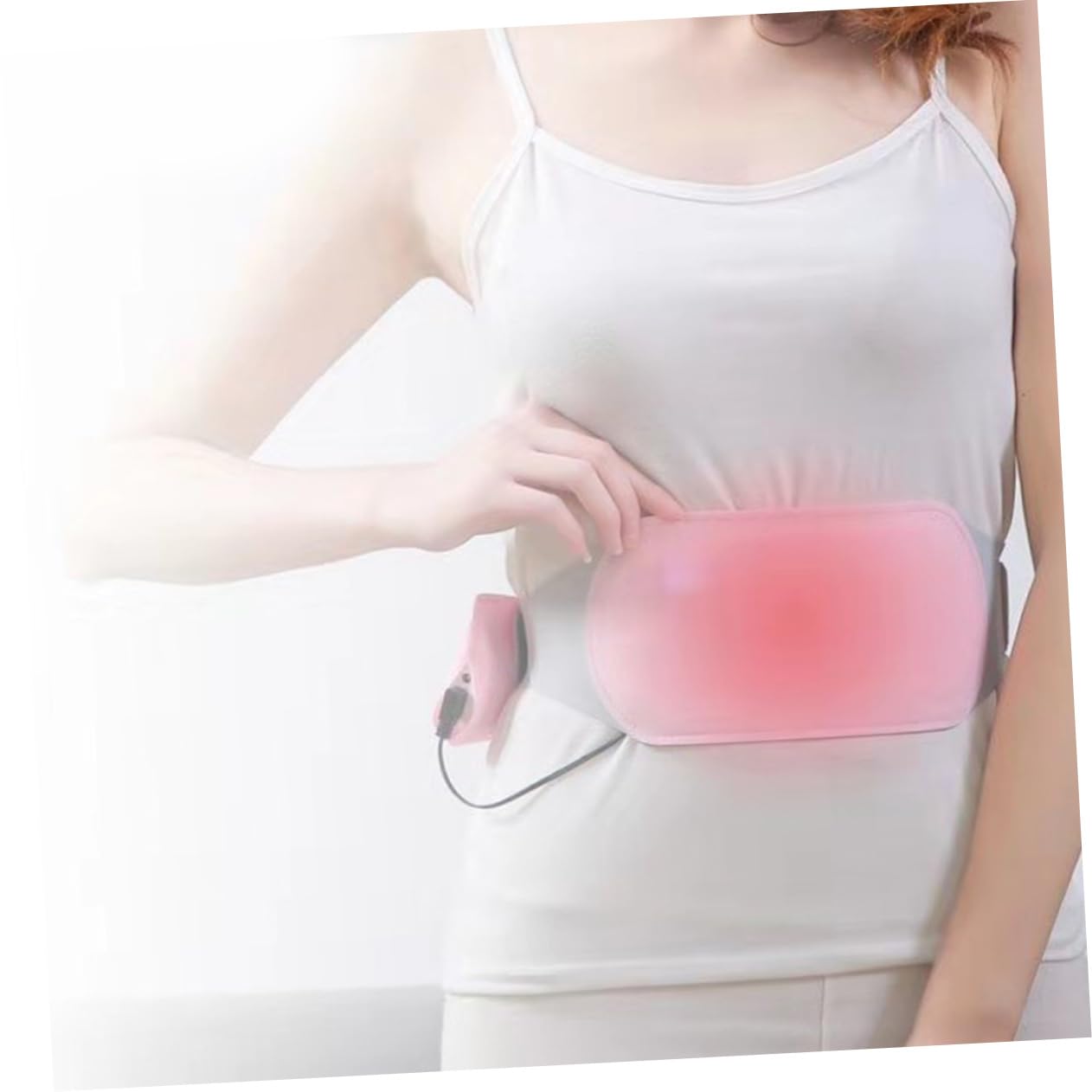 Cintura Riscaldante da Massaggio Rosa in Tessuto Elastico con Box
