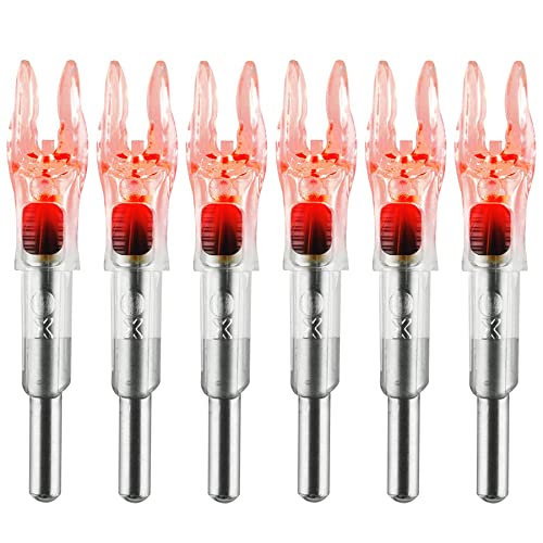 KEAUP 6PCS X Lighted Nocks for Arrows with .204 .233 .244 .246 Inside Diameter with H, S, GT Bushings High-Visibility LED Arrow Nocks, ON/Off Switch Included