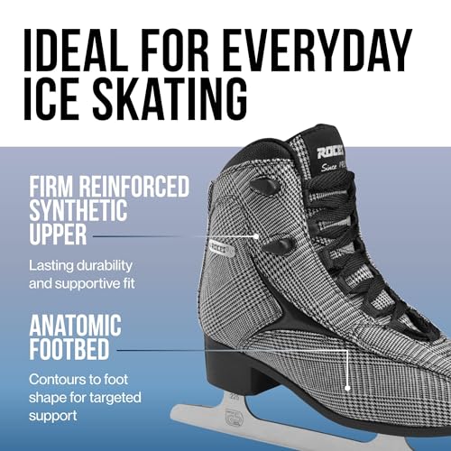 Roces Brit’s Women’s Ice Skates – Reinforced Synthetic Upper, Anatomic Padded Footbed & Stainless Steel Blade, Italian Figure Skates for Comfort & Performance, Modern Design - Check Black/White/Silver - image 3