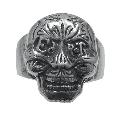 Bague tête de mort en argent massif 925 motard gothique R001387