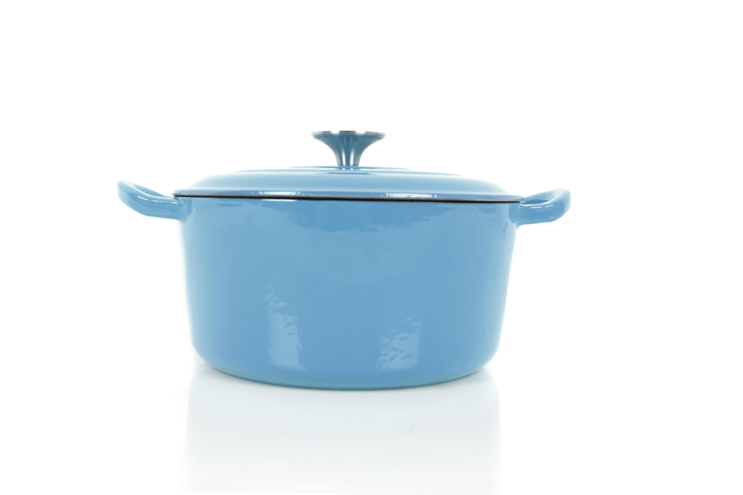 Echtwerk Cast Iron Dutch Pot with Enamel Coating, Cast Iron Pot, Roasting Dish with Lid, Bread Baking Pot Round, Suitable for Oven, Grill, BBQ and Induction, Light Blue, 3.5 L, Diameter 22.5 cm