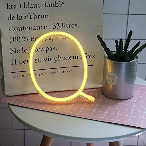 Image of ENUOLI LED Warm White Letters Neon Lights Alphabet Marquee Letters Night Lights Party Lamp Battery /USB Powered Best for Wall Bedroom Wedding Birthday Party Christmas Decorations(Q)