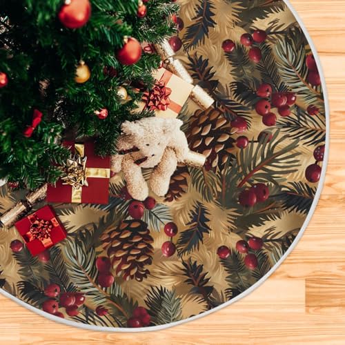 Mnsruu Christmas Tree Skirts Pine Cones Xmas Tree Skirt Christmas Tree Mat for New Years Decorations Holiday Home Decor