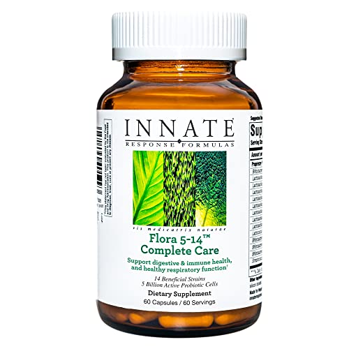 INNATE Response Formulas, Flora 5-14 Complete Care, Probiotic Supplement with 5 Billion CFU, 14 Probiotic Strains, Vegan, Non-GMO Project Verified, Gluten Free, 60 Capsules (60 Servings)