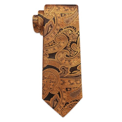 Image of YourTies Silk Paisley Floral Tie and Pocket Square Cufflinks with Lapel Pin Sets for Men 5PC Wedding Party