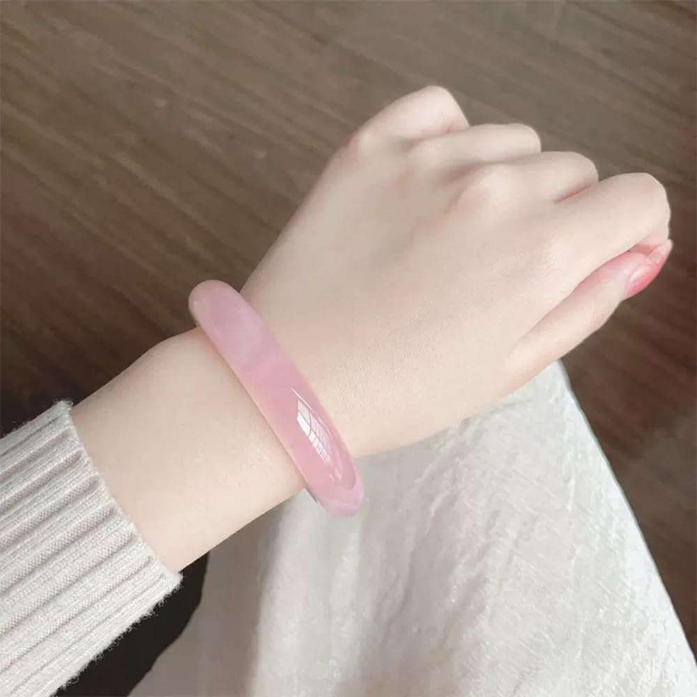 Bracciale Portafortuna, bracciali, bracciali da Donna, Braccialetto Feng Shui in Giada per Donna, Braccialetto Genuino Rosa Gelatina, Perfetto di Buon auspicio e Misura 58-62 mm