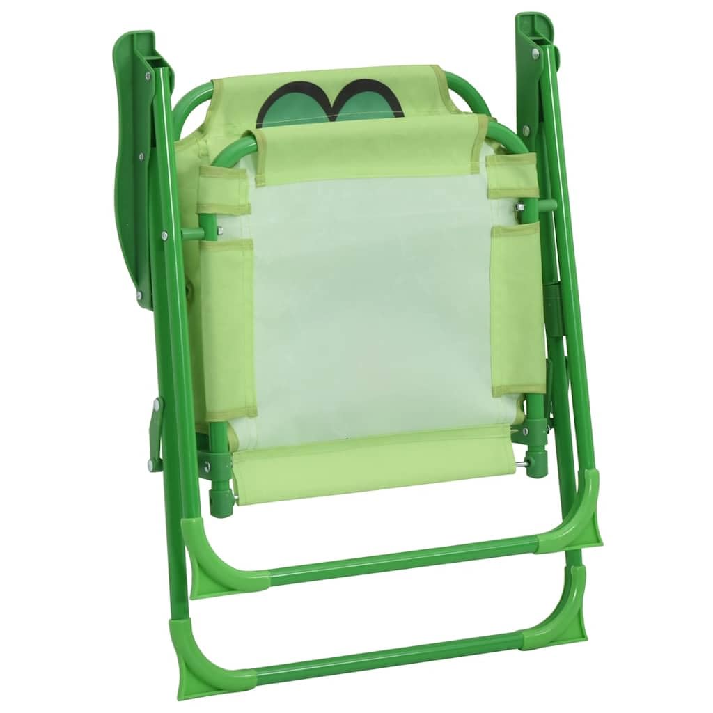 vidaXL 4tlg Campingstuhl Tisch Sitzgruppe Sonnenschirm Kinder Gartenmöbel Froggy