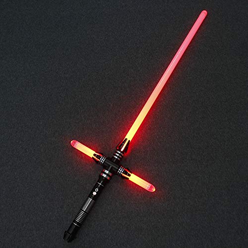 BoMan Metal Hilt Big Cross Lightsaber Light Saber Sword Force FX Heavy Dueling LED Lightsaber Luz Realista y Sonido Blaster con Bloqueo FOC, Regalo para niños y Adultos,Rojo