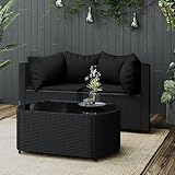 Tino Tech Garten-Lounge-Set mit Kissen 3-TLG Gartenmöbel Set Gartenbank Gartensofa für Balkon und Terrasse Robust und Wetterbeständig für Den Täglichen Schwarz 63x63x57.5 cm