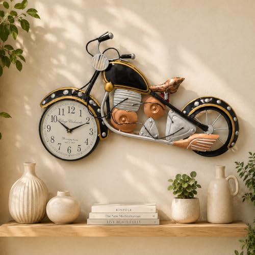 Image of STREET CRAFT - Handpainted Motorcycle Metal Wall Art Bullet Bike Wall Decor Vintage Iron Sculpture Decorative Hanging for Living Room Bedroom (27 x 16 Inch)