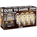 UNILAMP Dusk to Dawn Light Bulbs, Outdoor Light Bulbs, ST64 6W Equivalent 60W, 2700K Soft White, 600LM LED Outdoor Lighting, E26 Base, Photocell Sensor, Auto On/Off Bulb for Porch Patio Garage, 8 Pack