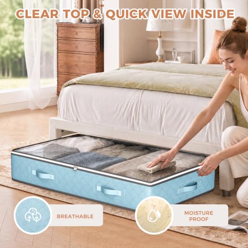 Image of Budding Joy 4 Pack Under bed Storage, Storage Bins with Clear Lids
