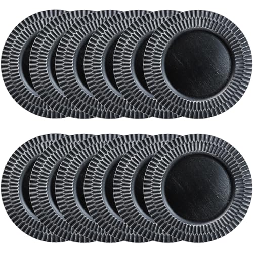 Omuriko Black Charger Plates Set of 12, 13" Plastic Reusable Chargers for Dinner Plates, Thanksgiving, Christmas Party Banquet Serveware Supplies