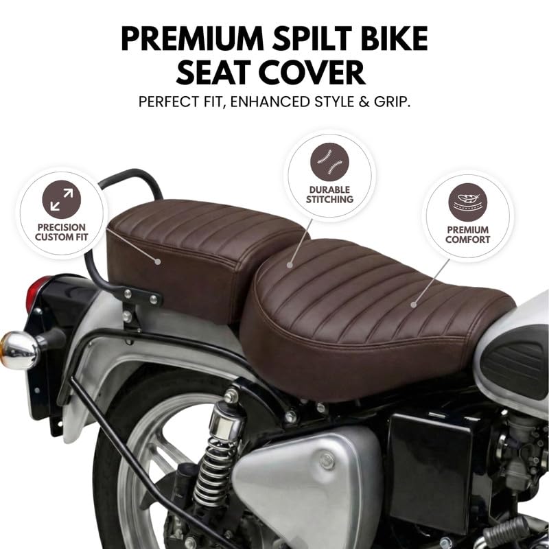 Image of Neodrift Premium Bike Seat Cover for Enfield Meteor 350 /650 (Full Coffee)