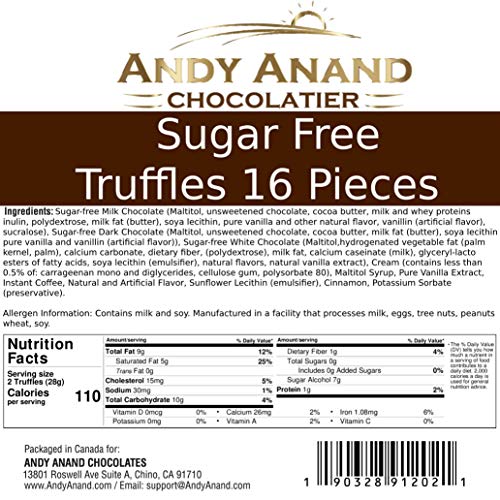 Andy Anand Chocolate Belgian Sugar Free Truffles 16 Pieces Gift Boxed & Greeting Card With Teddy Bear Truffles are Delicious, Succulent & Divine Christmas Valentines Day Birthday Anniversary - Thumbnail 5
