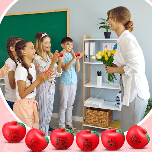 ShinyRelief 120 Pcs Teacher Stress Relief Balls Thank You Stress Balls Bulk Squeeze Foam Soft Apple Shaped Teacher Appreciation Stress Balls Motivate Encourage Toys for Teacher's Day Gifts - Thumbnail 2
