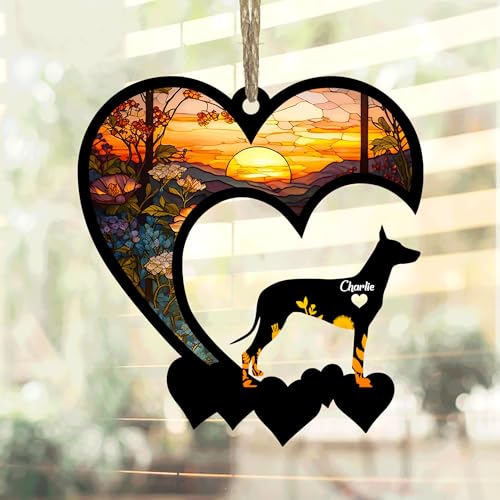 Lovely POD Mexican Hairless Dog Xolo Suncatcher, Personalized Mexican Hairless Dog Xolo Memorial with Name, Dog Loss Suncatcher, Dog Remembrance Gift, Dog Memorial Ornament, Loss of Dog Sympathy Gift