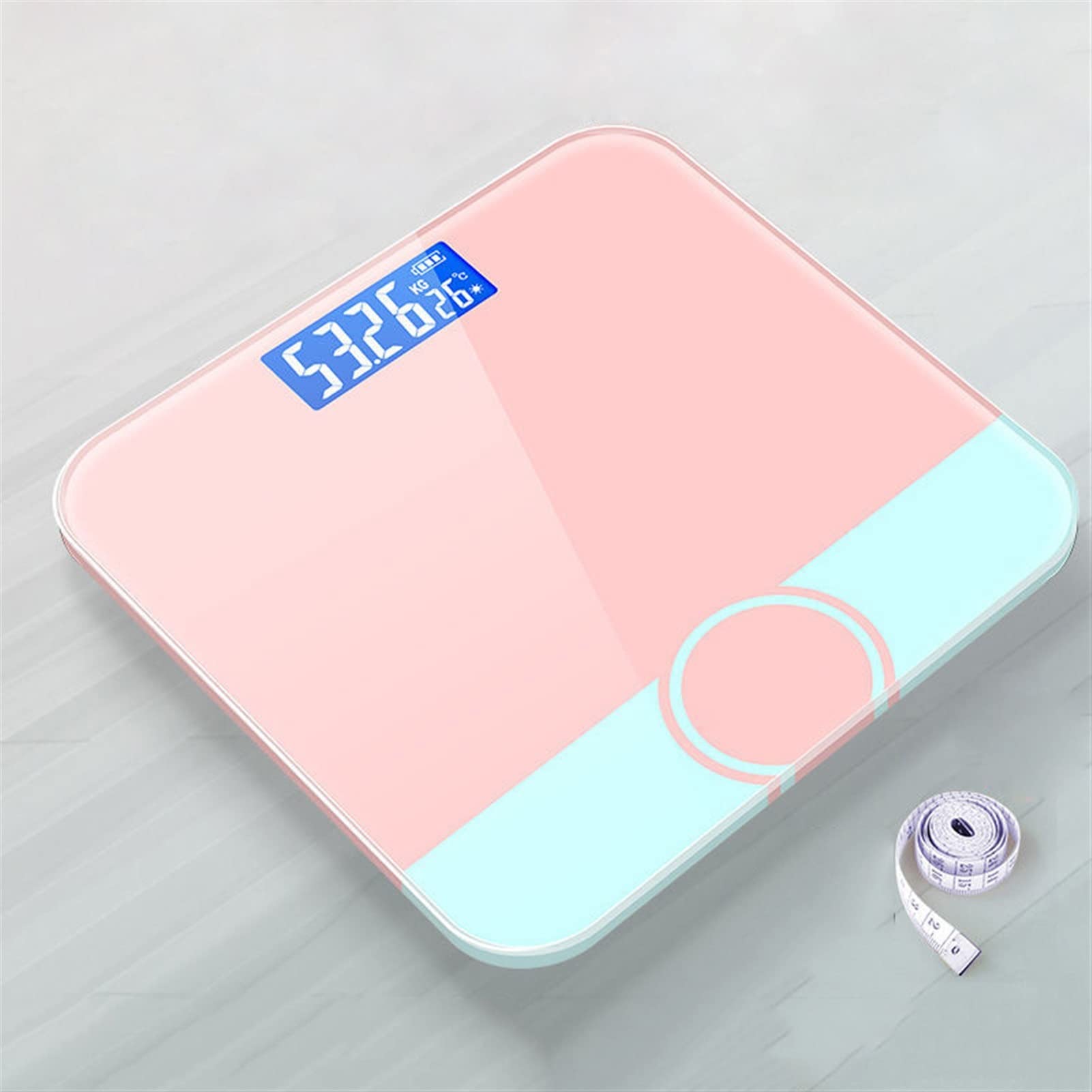 JINGYAN Básculas digitales Floor Body Scale Bath Scales Digital Weight Glass Smart Electronic LCD Display Weighing(Pink)