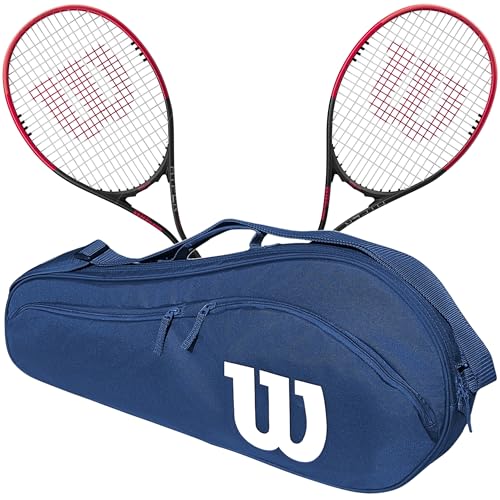 Wilson Hyper Power Tennis Racquet (4 3/8' Grip) Doubles Bundle with an Advantage 2.5 Bag or Backpack