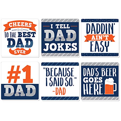 Big Dot of Happiness Happy Father's Day - Funny We Love Dad Party Decorations - Drink Coasters - Set of 6