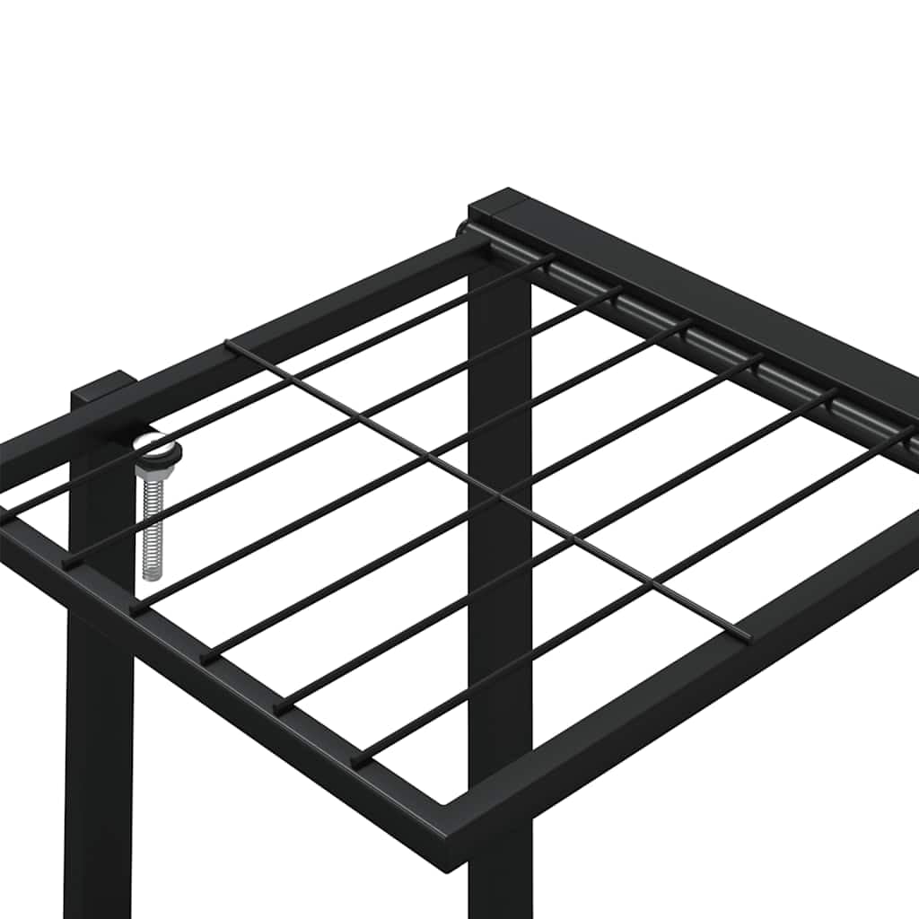 Ogrodnik z kołami 94,5x24,5x91,5 cm Czarne Żelazo | Żelazny stojak na rośliny, stabilny, ruchomy, do wnętrz