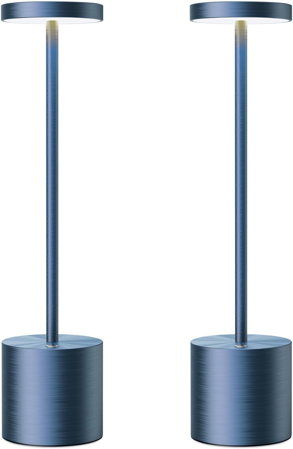 SAKRINGT Cordless Table Lamps Rechargeable,6000mAh Portable Battery Operated LED Table Light for Restaurant Outdoor 2 Pack Blue