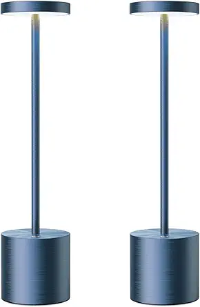 SAKRINGT Cordless Table Lamps Rechargeable,6000mAh Portable Battery Operated LED Table Light for Restaurant Outdoor 2 Pack Blue
