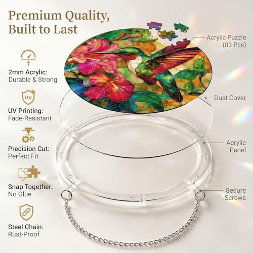 Acrylic Puzzles Sun Catcher Window Hanging, 7.5 Inch Sun Catcher Puzzle Kit for Garden Decoration DIY Acrylic Puzzle Kit Sun Catcher for Women Men Mom Birthday Gift Home Decor (Sunflower) by XLWPGY - Used condition - Image 5