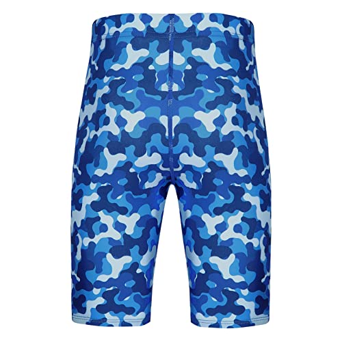 Bele Roy Boys' Swim Jammers Solid Competitive Swim Team Suit Quick Dry Bathing Suit Youth Kids Athletic Swimming Shorts Upf 50+(Blue Camo,M) #TOP2