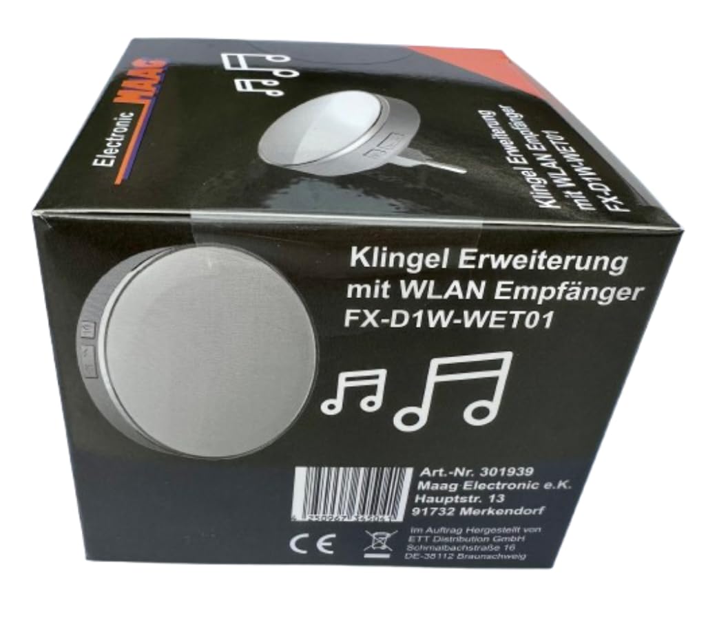 WLAN Klingelerweiterung smarter Funkgong mit Nachtlicht App Steuerung (iOS & Android), Alexa kompatibel, 32 Melodien, Klingel Weiterleitung