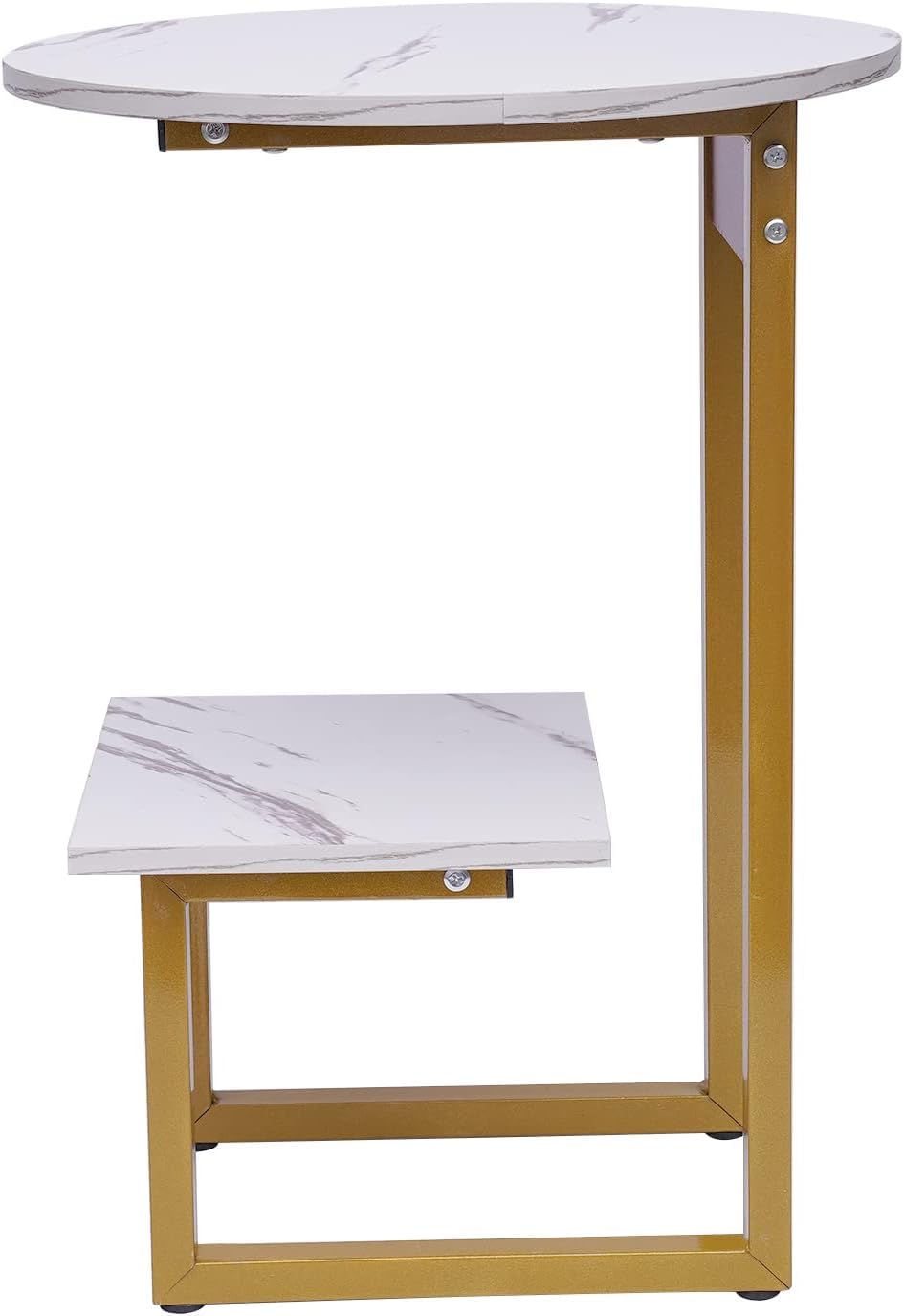 UPJAKS Beistelltisch Moderner marmorierter Beistelltisch, 2 Etagen, Sofa-Couchtisch, 16-Zoll-Sockeltisch, kleines Snack-Tablett, Tischdisplay für Wohnzimmer, Balkon, Schlafzimmer Tisch