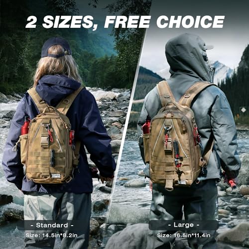 image for Ghosthorn Fishing Backpack Tackle Sling Bag-Backpack with Rod Holder- 